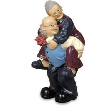 Elderly Couple Resin Figurines