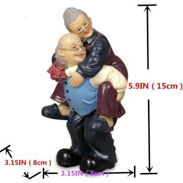 Elderly Couple Resin Figurines