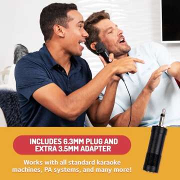 Singing Machine Wired Microphone for Karaoke, (Black) - Unidirectional Dynamic Vocal Microphone - Plug-in Microphone for Karaoke Machine, AMP, & Speaker - Mic for Singing, Public Speaking, & Parties