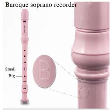 HOSEYIN Soprano Recorder Baroque style German style C Key 8 Holes Soprano Recorder for Beginners(Baroque, Pink)