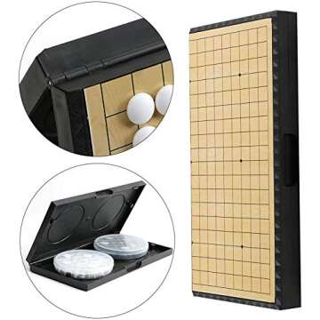 Luoyer 11 Inch Go Game Set Magnetic Travel Board Game Small Portable Folding Chinese Weiqi Gomoku Classic Strategy Game with Plastic Go Pieces