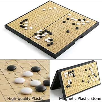 Luoyer 11 Inch Go Game Set Magnetic Travel Board Game Small Portable Folding Chinese Weiqi Gomoku Classic Strategy Game with Plastic Go Pieces