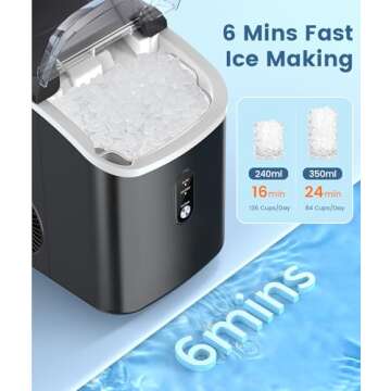 COWSAR Nugget Ice Makers Countertop, Pebble Ice Maker Machine with Soft Chewable Ice, 34Lbs/24H, Self-Cleaning, One-Click Operation, Pellet Ice Maker Countertop for Home/Kitchen/RV/Camping