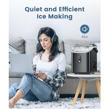 COWSAR Nugget Ice Makers Countertop, Pebble Ice Maker Machine with Soft Chewable Ice, 34Lbs/24H, Self-Cleaning, One-Click Operation, Pellet Ice Maker Countertop for Home/Kitchen/RV/Camping