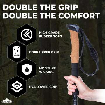 Aluminum Trekking Poles with Extended Grip and Tips