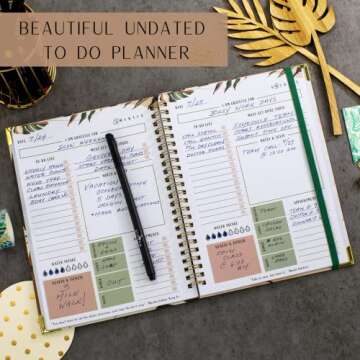 Beautiful To Do List Notebook - Aesthetic Daily Planner to Easily Organize Your Tasks And Boost Productivity - Stylish Undated Planner And School or Office Supplies For Women