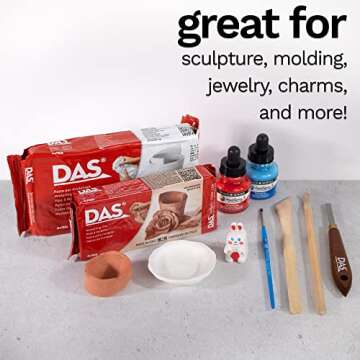 DAS Air-Hardening Modeling Clay - Terra Cotta Clay 2.2lb Block - Pliable Air Clay for Sculpting and Coating - Easy to Use Air Dry Modeling Clay for All Ages - Molding Clay for Sculpting and More