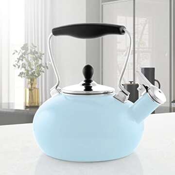 Chantal Zenith Enamel on Steel Whistling Teakettle, 1.8 quart, Light Blue, 37-ZEN LB