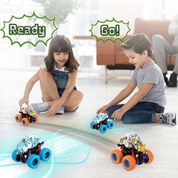 LODBY Dinosaur Trucks Toys for Kids 3-5 Year Old Boys, Friction Powered Dino Vehicles Toys for Age 3-5 Year Old Boys Birthday Gifts, Dinosaur Car Train for Kids Outdoor Toys for Toddlers Boy