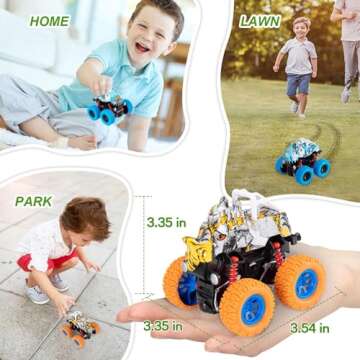 LODBY Dinosaur Trucks Toys for Kids 3-5 Year Old Boys, Friction Powered Dino Vehicles Toys for Age 3-5 Year Old Boys Birthday Gifts, Dinosaur Car Train for Kids Outdoor Toys for Toddlers Boy