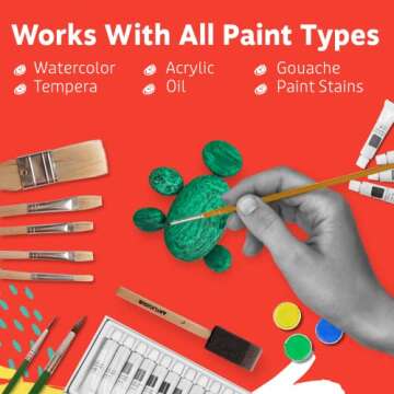 Artlicious Paint Brushes - Acrylic Paint Set and Detail Paint Brushes for Kids - Use with Craft, Watercolor, Oil, Gouache Paints, Face Art, Washable Paints, Miniature Detailing and Rock Painting