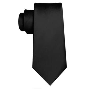 JEMYGINS Black Tie Silk Necktie for Men - Stylish Accessory