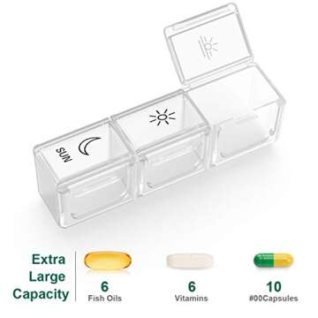 BUG HULL Weekly Pill Organizer 3X a Day, Daily 7 Day Medicine Pill Organizer 3 Times a Day, Travel Pill Case Container for Vitamins, Supplements