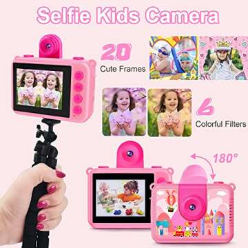 GKTZ Kids Waterproof Camera - Underwater Camera Birthday Gifts for Girls Boys Children Digital Action Camera with 32GB SD Card, Pool Toys for Kids Age 4 5 6 7 8 10