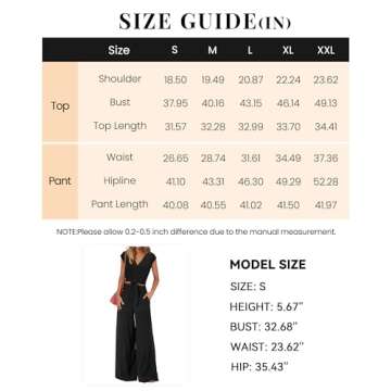 PRETTYGARDEN Women's Summer 2 Piece Outfits 2024 Cap Sleeve V Neck Belted Crop Tops Wide Leg Pant Sets Casual Tracksuit