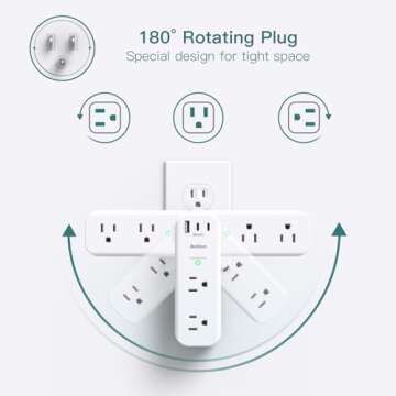 Surge Protector Outlet Extender with USB Ports