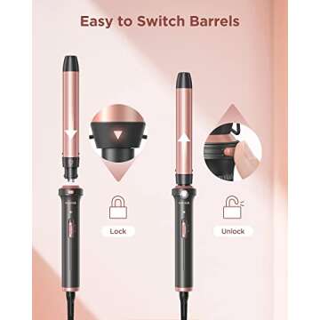 Wavytalk 5 in 1 Curling Iron Set with Curling Brush and 4 Interchangeable Ceramic Curling Wand (0.35"-1.25”), Instant Heat Up, Dual Voltage Hair Curler