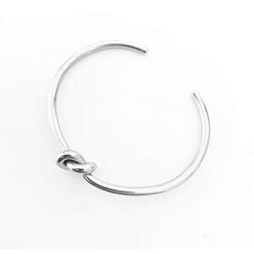 Altitude Boutique Love Knot Bangle Bracelet Thick 18kt Gold or Silver Plated (Silver)