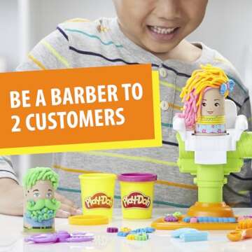 Play-Doh Buzz 'n Cut Fuzzy Pumper Barber Shop Set, Electric Buzzer, 5 Colors of 2-Ounce Cans, Preschool Toys, Christmas Gifts Girls & Boys, Ages 3+ (Amazon Exclusive)