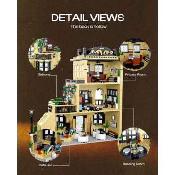 Coffee Shop Building Set with LED Light, Flowers City House Architecture Building Kits for Adult, Icons Modular Construction Building Blocks for Kids, Teens and Adults (1443pcs)