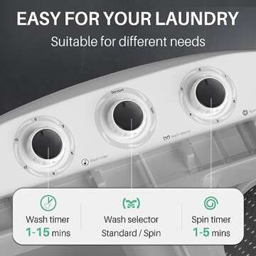 TOREAD Portable Small Washing Machine, 13.5Lbs Mini Compact Washer and Spinner Combo, 2 in 1 Apartment Washers with Twin Tub for Laundry, Dorms, College, RV, Camping