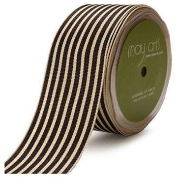 May Arts 1-1/2-Inch Wide Ribbon, Black Grosgrain Stripe