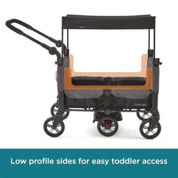 Contours Curve 360 Stroller Wagon for Infants and Toddlers, Compact Fold, Fits Infant Car Seats, Most Maneuverable Zero-Turn Radius, Sun Canopy, Lightweight Travel Wagon, Adjustable Seat & Handle