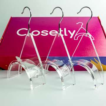 CLOSETLY Handbag Hangers, New Luxury Acrylic Purse and Bag Holder Hook, Closet Storage and Organization Display (Pack of 3)