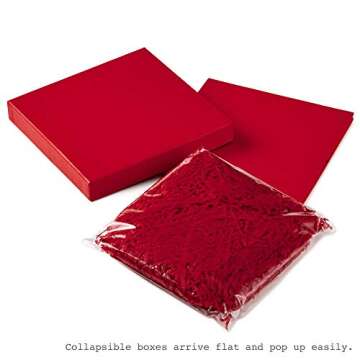 Hallmark Medium Gift Box with Lid and Shredded Paper Fill (Red 7 inch Box) for Birthdays, Graduations, Anniversaries, Christmas, Valentine's Day, All Occasion