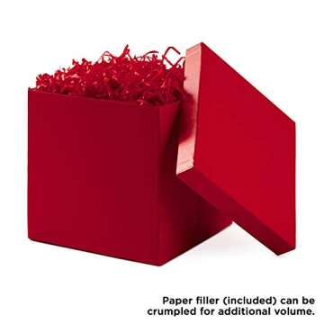 Hallmark Medium Gift Box with Lid and Shredded Paper Fill (Red 7 inch Box) for Birthdays, Graduations, Anniversaries, Christmas, Valentine's Day, All Occasion