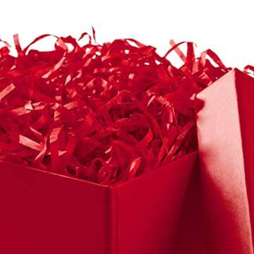 Hallmark Medium Gift Box with Lid and Shredded Paper Fill (Red 7 inch Box) for Birthdays, Graduations, Anniversaries, Christmas, Valentine's Day, All Occasion