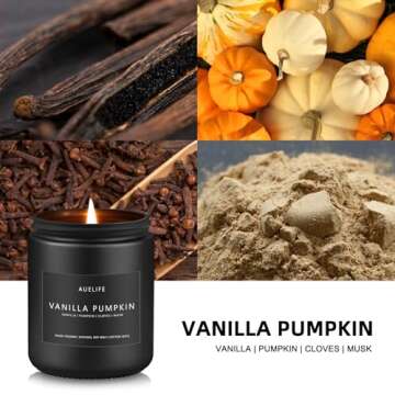 Vanilla Pumpkin Fall Candle - Scented 7 OZ Soy Candles for Autumn Decor