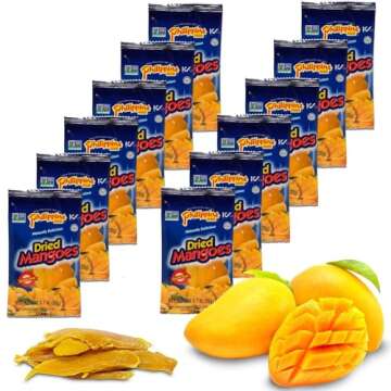 Philippine Brand Dried Mangoes Fruit Snacks {12 PACK} All Naturally Gluten Free, Vegan, Hand-Selected Delicious Fresh Mangos from Philippines, Grab and Go Perfect for Office & School Food