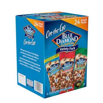 Blue Diamond Almonds Snack Nut Variety Pack for Kids, Office, School, On-the-go, 0.75 oz Gluten Free Individual Packs, Wasabi & Soy Sauce, Lightly Salted, and Smokehouse (Pack of 6,144 Count Total)