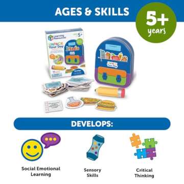 Learning Resources Unpack Your Day Conversation Kit - Social Emotional Learning Games for Kids Ages 5+, Conversation Starters for Kids,Educational Toys ,Gifts for Boys and Girls