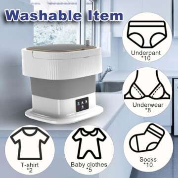 Portable Washing Machine, 11L Mini Washer and Spin Dryer, Foldable Washing Machine, Small Laundry Washer with Deep Cleaning for Apartment, Dorm, Baby Clothes, Underwear, Socks, RV, Grey