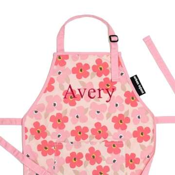 Urban Infant Little Helper Personalized Kids Apron - Children's Cooking Art Gardening - Great Gift for Toddler Boys and Girls - Poppies, Small