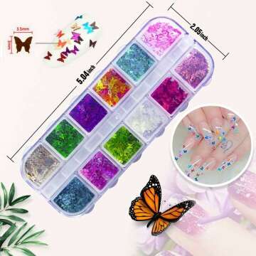 Butterfly Nail Glitter 24 Colors Set for Art