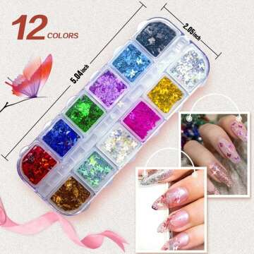 Butterfly Nail Glitter 24 Colors Set for Art