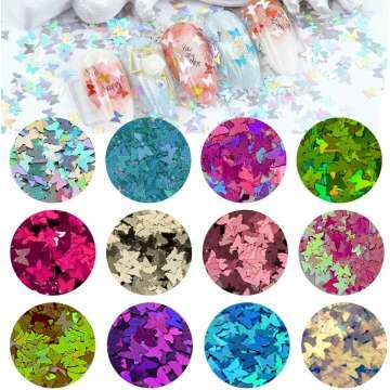 Butterfly Nail Glitter 24 Colors Set for Art