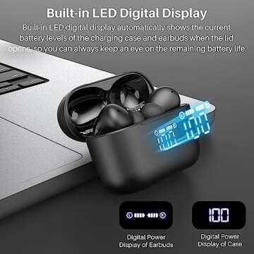 TOZO T20 Wireless Earbuds with LED Display & Waterproof