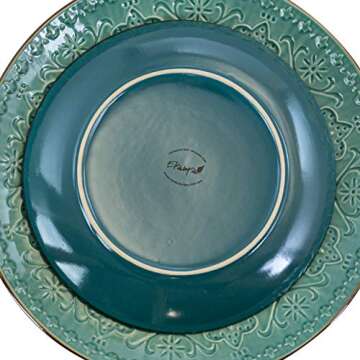 Elama 16-Piece Ocean Teal & Green Dinnerware Set