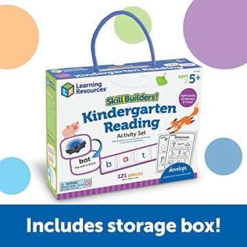 Learning Resources Skill Builders! Kindergarten Reading Activity Set -Learning Essential Materials, Reading Activities for Kids, Homeschool Supplies,Back to School, Ages 5+,122 Pieces