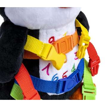 Buckle Toys Blizzard Penguin - Montessori Learning Activity & Stuffed Animal - Develop Motor Skills, Problem Solving, Counting & Color Recognition