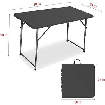 Edtian Folding Table, 4FT Small Portable & Foldable for Indoor & Outdoor Use, Compact Card Table for Camping, Crafting