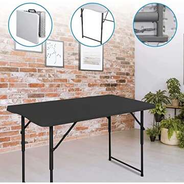 Edtian Folding Table, 4FT Small Portable & Foldable for Indoor & Outdoor Use, Compact Card Table for Camping, Crafting