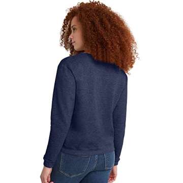 Hanes Women's EcoSmart Crewneck Sweatshirt, Navy Heather, Medium