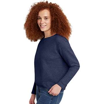 Hanes Women's EcoSmart Crewneck Sweatshirt, Navy Heather, Medium