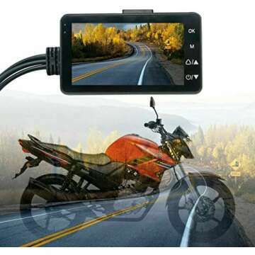 HD 1080p Motorcycle Dash Cam, Waterproof Dual Camera