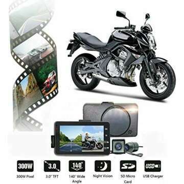 HD 1080p Motorcycle Dash Cam, Waterproof Dual Camera